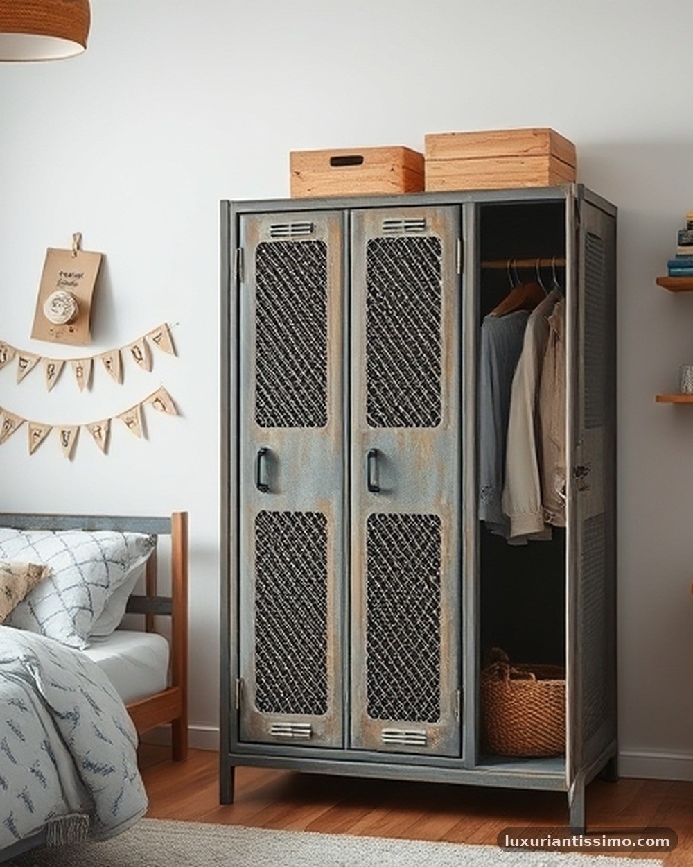 6. Industrial Metal Locker Wardrobe